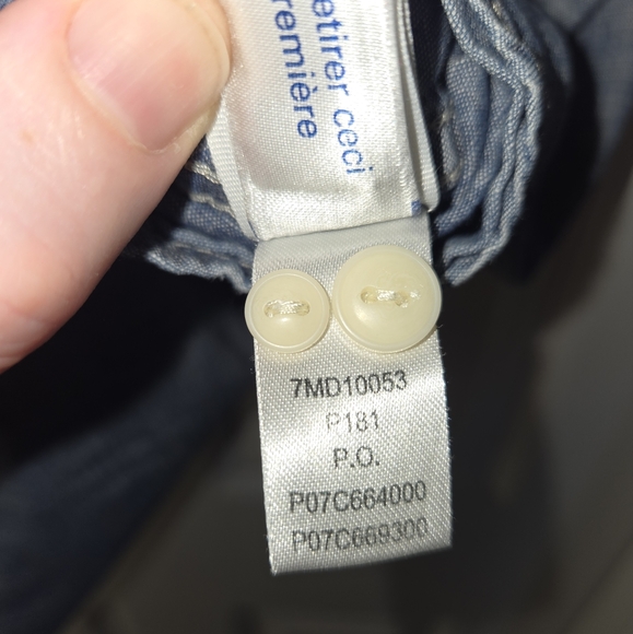 (L) Lucky chambray button up short sleeved top - Picture 3 of 6